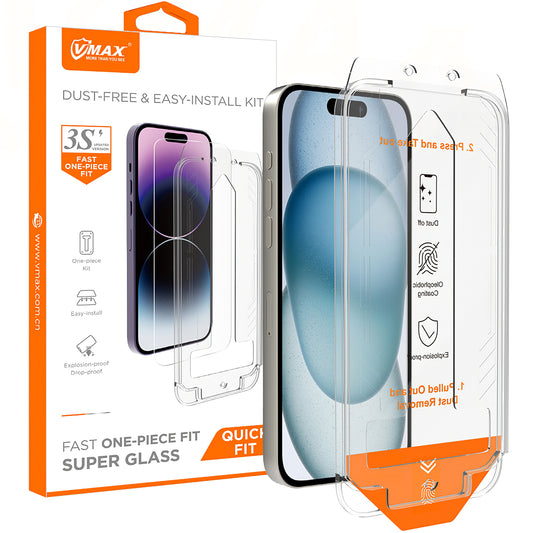 Vmax Screen Protector за Apple iPhone 16 Plus, Защитно стъкло, пълно залепване, 2.5D 