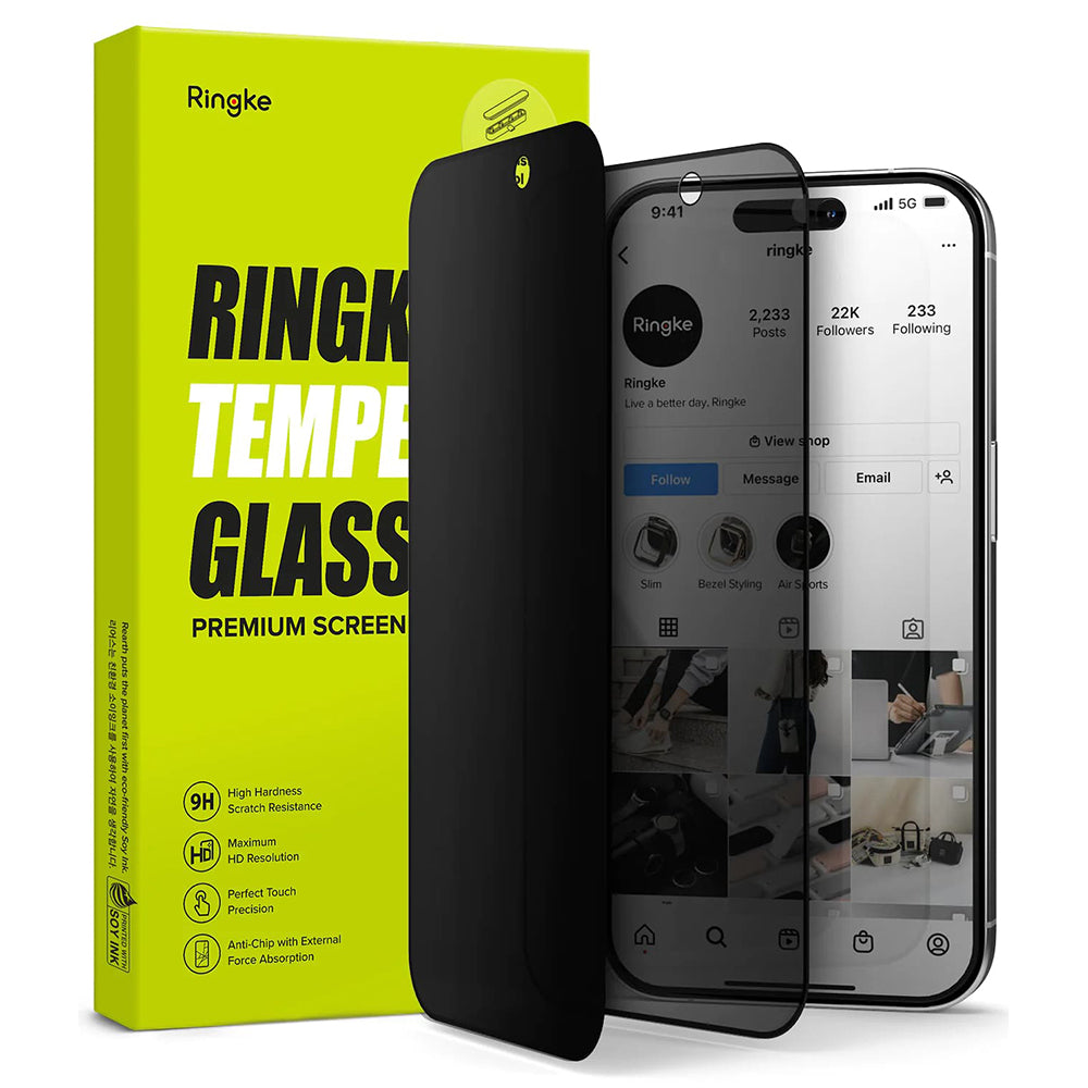 Защитно фолио Privacy Ringke за Apple iPhone 15 Pro Max, закалено стъкло, Full Glue