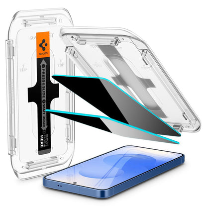 Протектор за екран Privacy Spigen GlastR EZ FIT HD за Samsung Galaxy S25 S931 / S24 S921, закалено стъкло, пълно залепване, комплект 2 броя