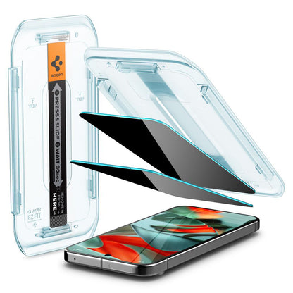 Протектор за екран Privacy Spigen GlastR EZ FIT за Google Pixel 9 Pro XL, закалено стъкло, пълно залепване, комплект 2 броя AGL09313