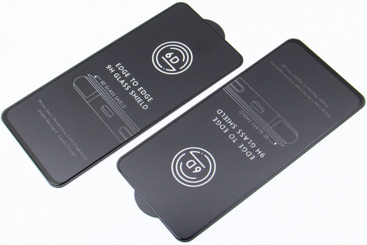 OEM защитно фолио за екран за Apple iPhone 17e / 16e / 14 / 13 Pro, закалено стъкло, пълно залепване, комплект 10 броя, 6D, черно