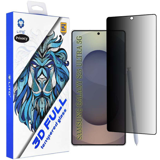 Протектор за екран Privacy Lito за Samsung Galaxy S25 Ultra S938, закалено стъкло, Full Glue, 3D