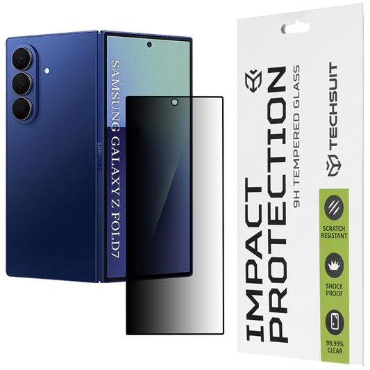 Протектор за външен екран Privacy Techsuit за Samsung Galaxy Z Fold7 F966, закалено стъкло, пълно залепване, 111D