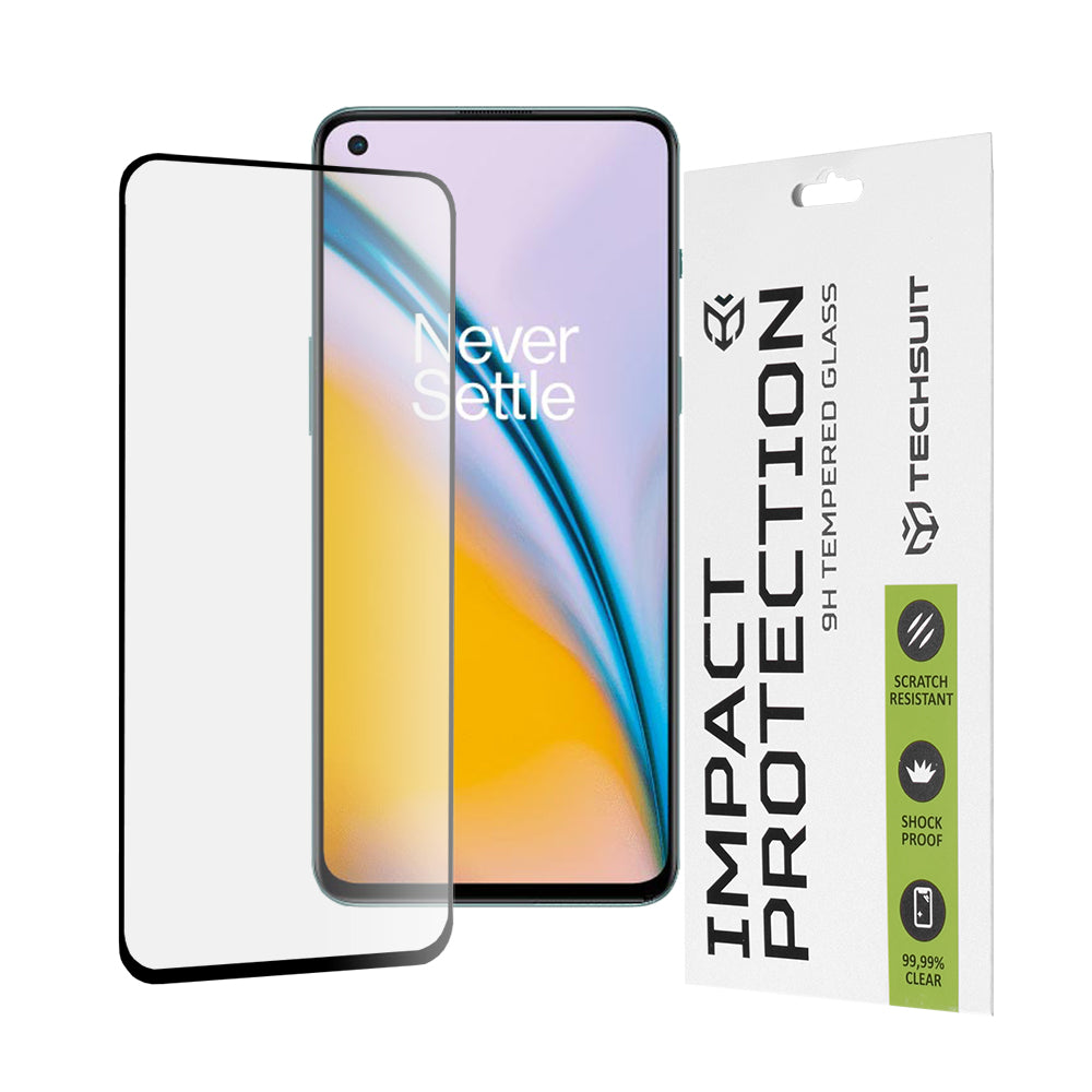 Протектор за екран Techsuit за OnePlus Nord 2T / Nord CE 5G / Nord 2 5G, закалено стъкло, пълно залепване, 111D, черен