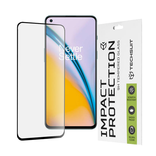 Протектор за екран Techsuit за OnePlus Nord 2T / Nord CE 5G / Nord 2 5G, закалено стъкло, пълно залепване, 111D, черен