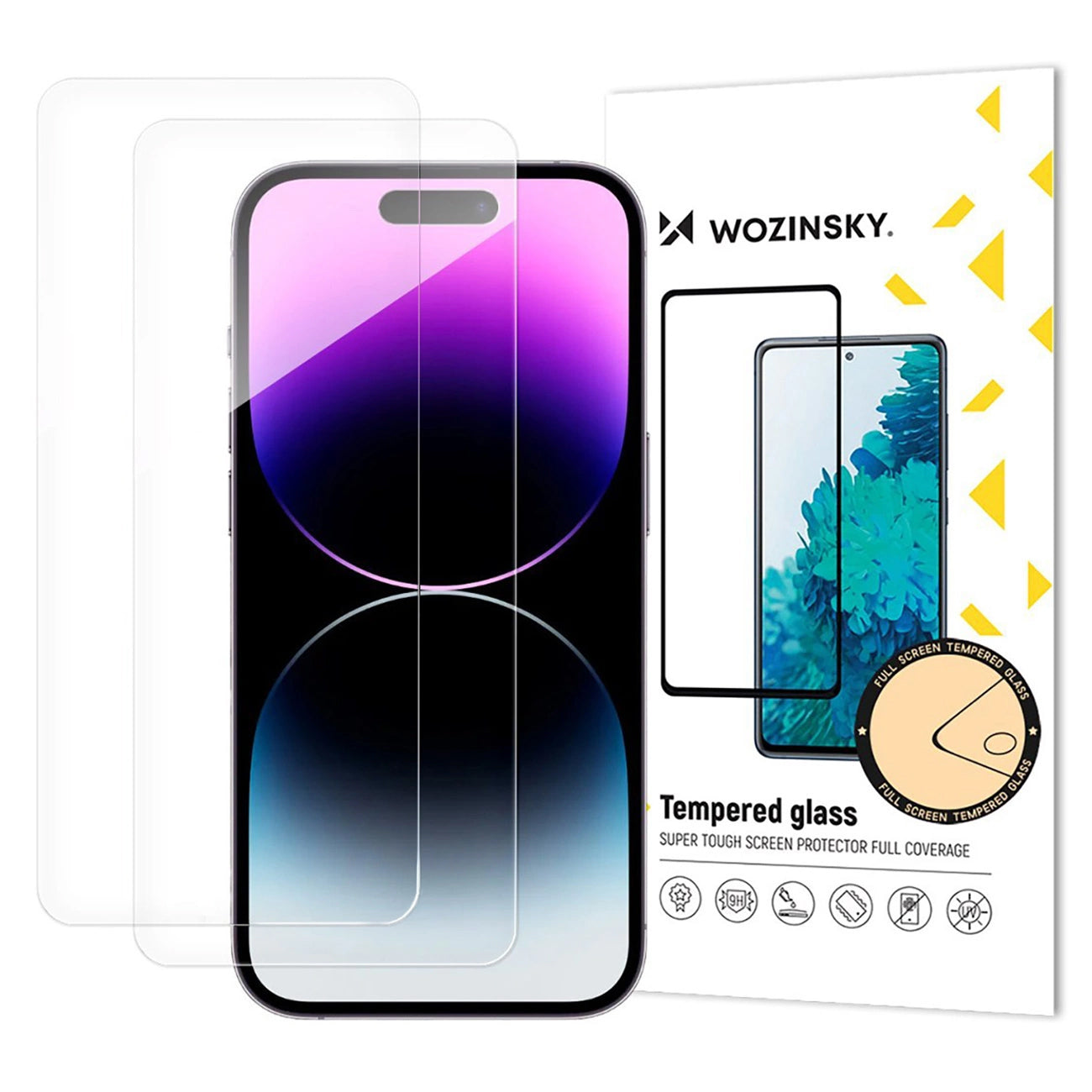 Защитно фолио WZK за екран на Apple iPhone 17 Air, закалено стъкло, Full Glue, комплект от 2 броя