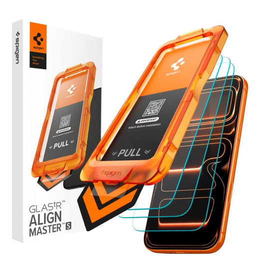 Spigen GlastR Align Master Slim Screen Protector for Apple iPhone 17 Pro Max, Tempered Glass, Full Glue, Set of 3 Pieces
