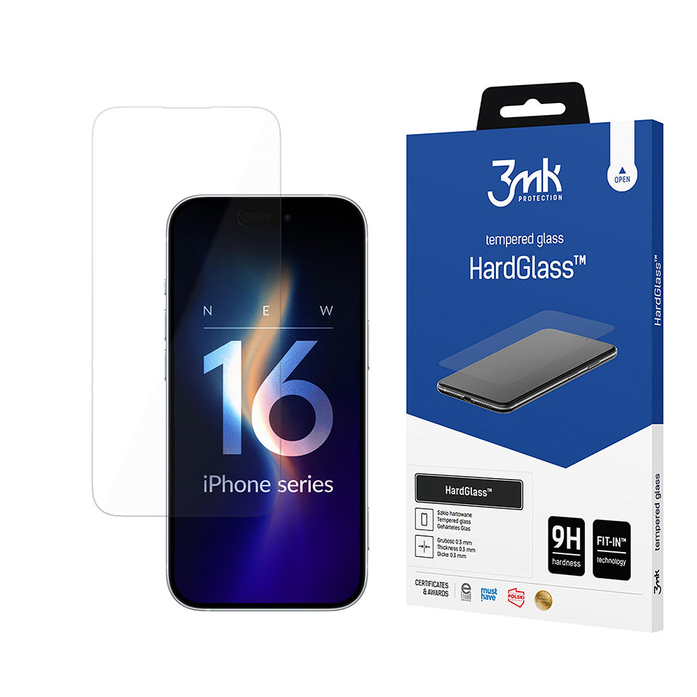 Протектор за екран 3MK HardGlass 2 за Apple iPhone 16 Pro Max, закалено стъкло, пълно залепване
