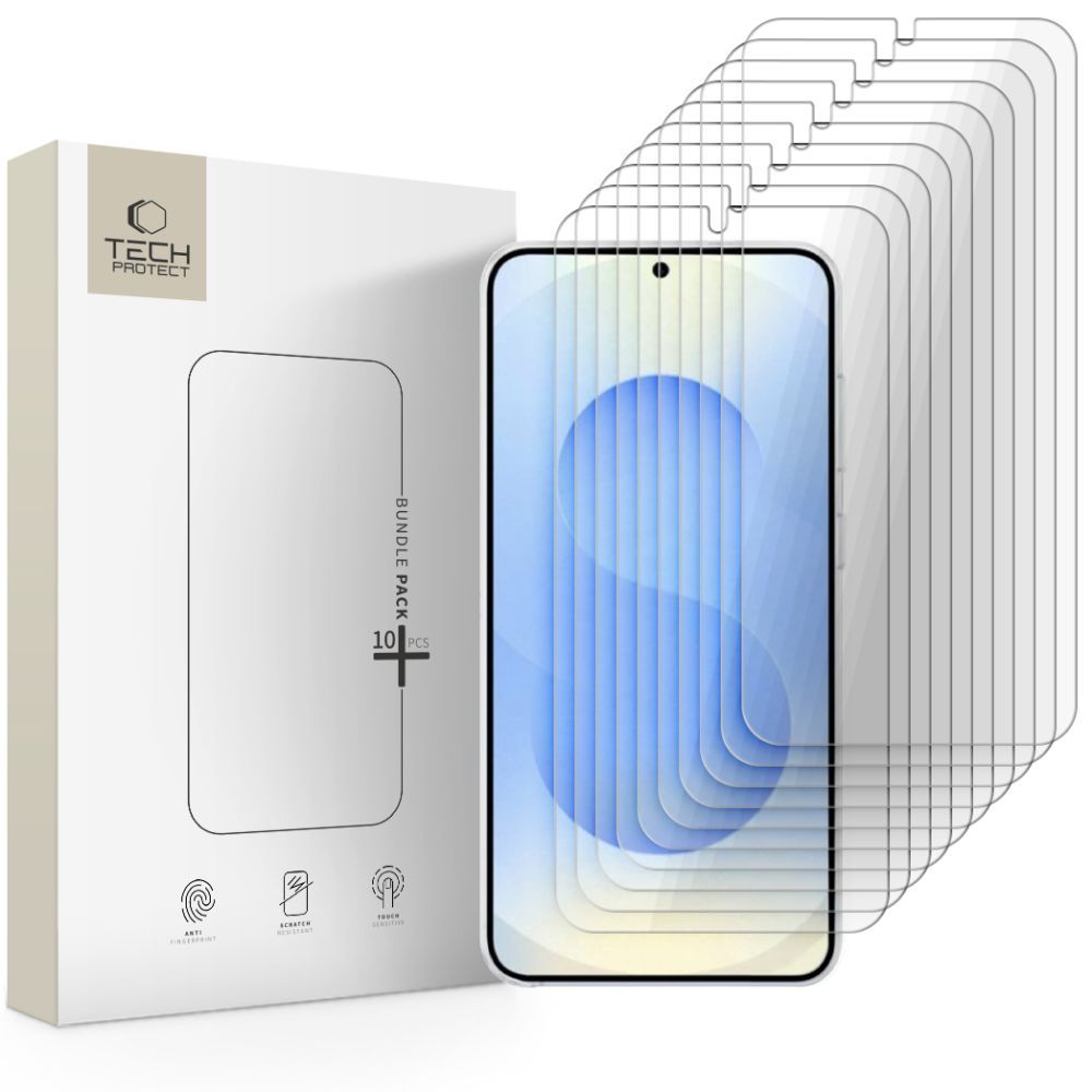 Защитно фолио Tech-Protect за Samsung Galaxy S26 S942, закалено стъкло, пълно залепване, комплект от 10 броя