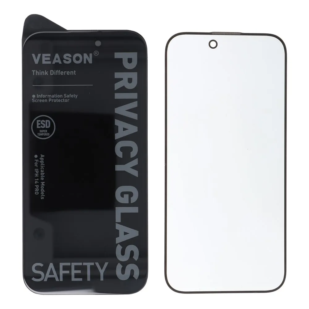 Протектор за екран Privacy Veason за Apple iPhone 17 Pro Max, закалено стъкло, пълно залепване, 6D