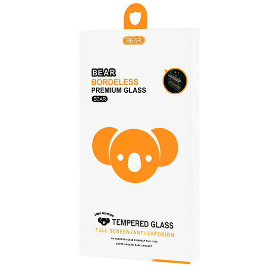 Протектор за екран Bear Borderless за Apple iPhone 17e / 16e / 14, закалено стъкло, пълно залепване