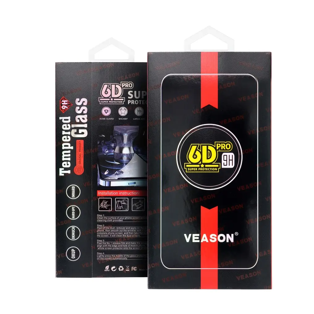 Протектор за екран Veason PRO за Apple iPhone 16 / 15, закалено стъкло, пълно залепване, 6D, черен