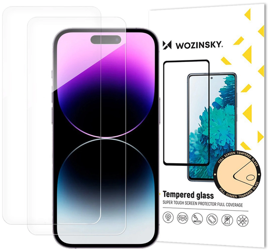 Протектор за екран WZK за Apple iPhone 18 Pro / 17 Pro / 16 Pro, закалено стъкло, пълно залепване, комплект от 2 броя