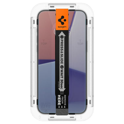 Spigen EZ FIT Защитен екран за поверителност за Apple iPhone 16 / 15, със стъклена защита, с пълно залепване, 2.5D AGL07121 AGL07121