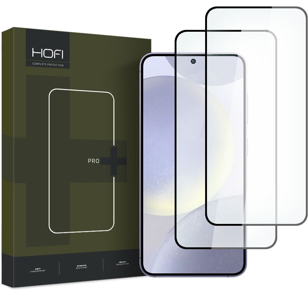 HOFI Glass PRO+ Screen Protector за Samsung Galaxy S24 S921, стъклен щит, пълно лепило, комплект 2 броя, 2.5D, черен 