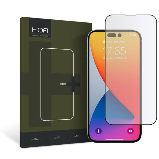 Протектор за екран HOFI PRO+ за Apple iPhone 14 Pro, закалено стъкло, пълно залепване, черен