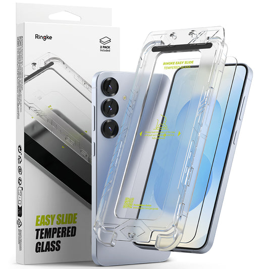 Защитно фолио за екран Ringke Easy Slide за Samsung Galaxy S25+ S936, закалено стъкло, пълно залепване, комплект 2 броя