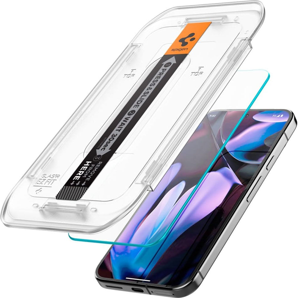 Фолио за защита на екрана Spigen GlastR EZ FIT за Google Pixel 9 Pro XL, закалено стъкло, пълно залепване, комплект от 2 броя