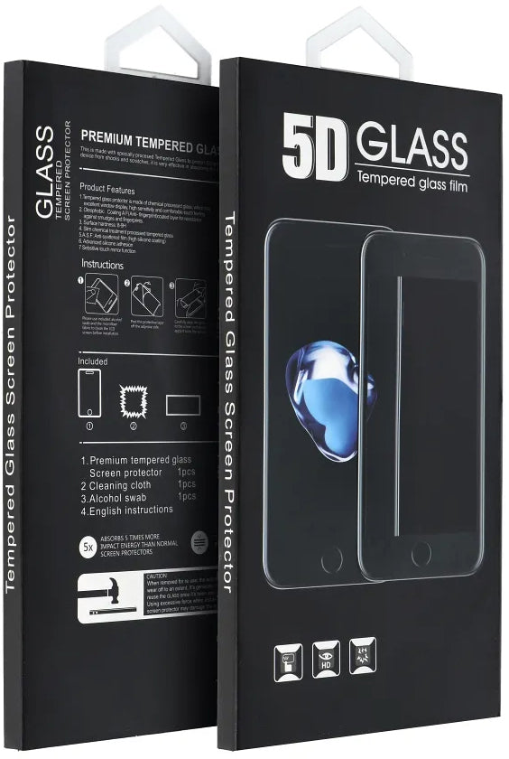 OEM защитно фолио за екран за Motorola Edge 60 Fusion / Edge 60, закалено стъкло, пълно залепване, 5D, черно