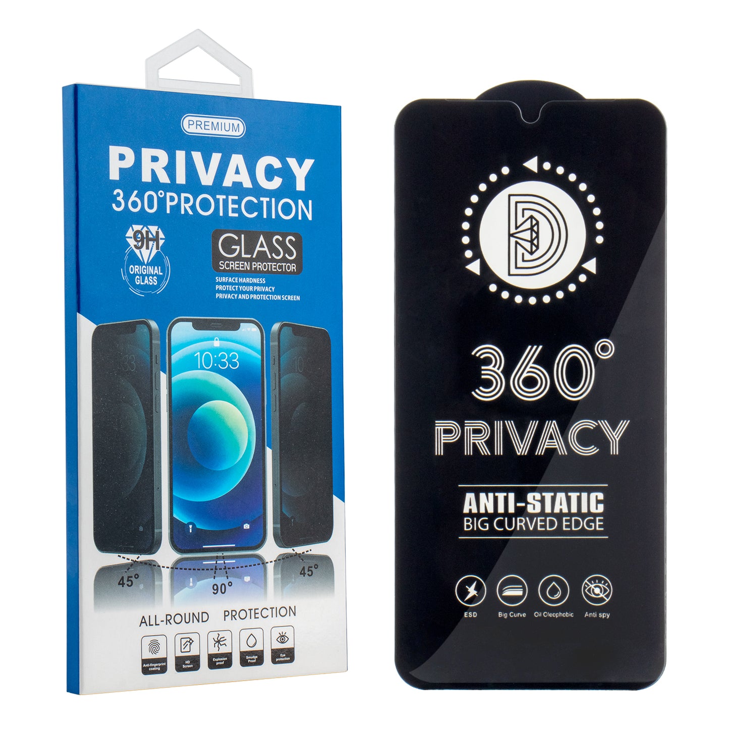 Протектор за екран Privacy OEM 360 за Samsung Galaxy A37 5G, закалено стъкло, пълно залепване