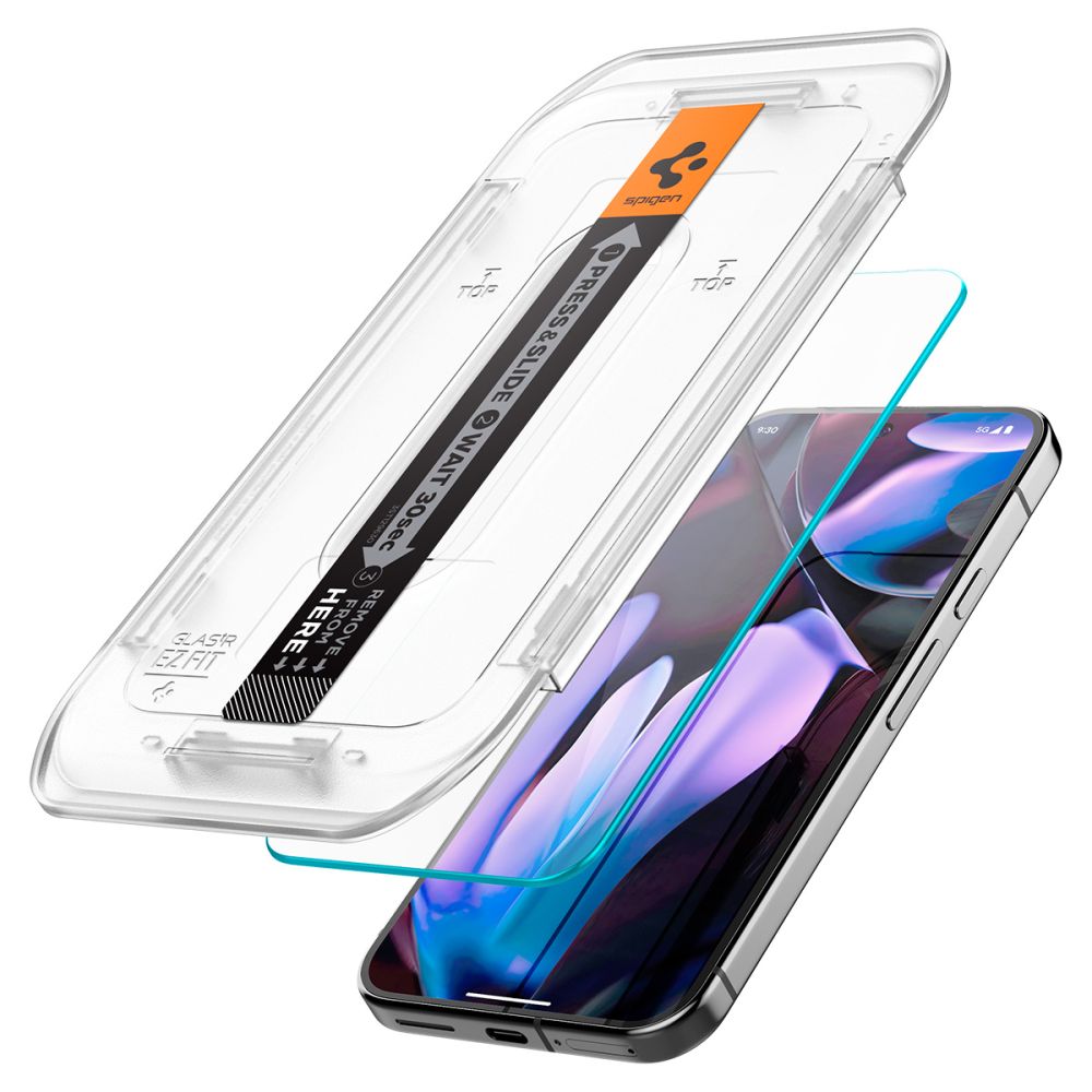 Spigen EZ FIT Защитен екран за Google Pixel 9 / 9 Pro, със стъклена защита, с пълно лепило, комплект 2 броя, 2.5D AGL08442 AGL08442 