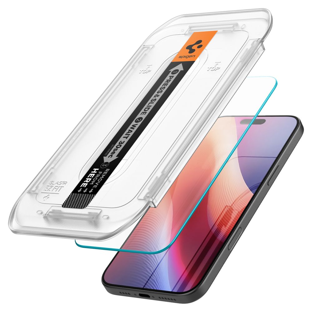 Spigen EZ FIT Защитен екран за Apple iPhone 16 Pro Max, със стъклена защита, пълно залепване AGL07914 