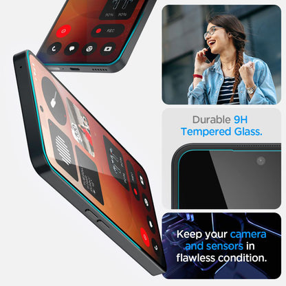 Защитно фолио Clear Spigen GlastR EZ FIT за Nothing Phone (3a) / Phone (3a) Pro, закалено стъкло, Full Glue AGL09429