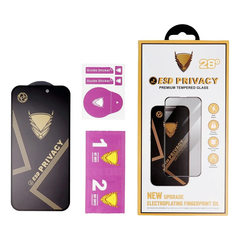 Защитно фолио Privacy OG Premium за екран на Apple iPhone 17 Pro Max, закалено стъкло, Full Glue