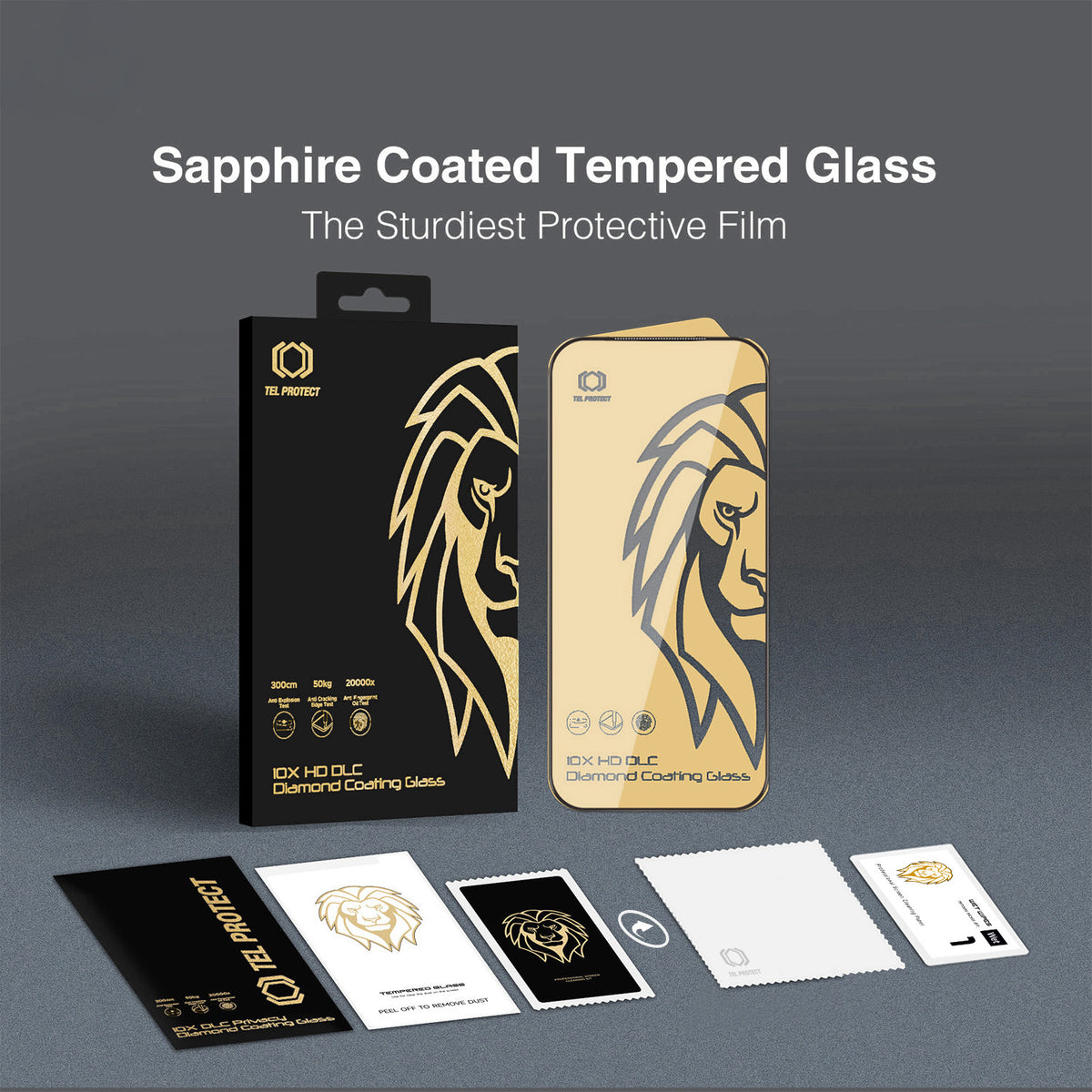 Протектор за екран Tel Protect 10X HD DLC Diamond Coating за Apple iPhone 17e / 16e / 14 / 13 Pro / 13, закалено стъкло, Full Glue, черен
