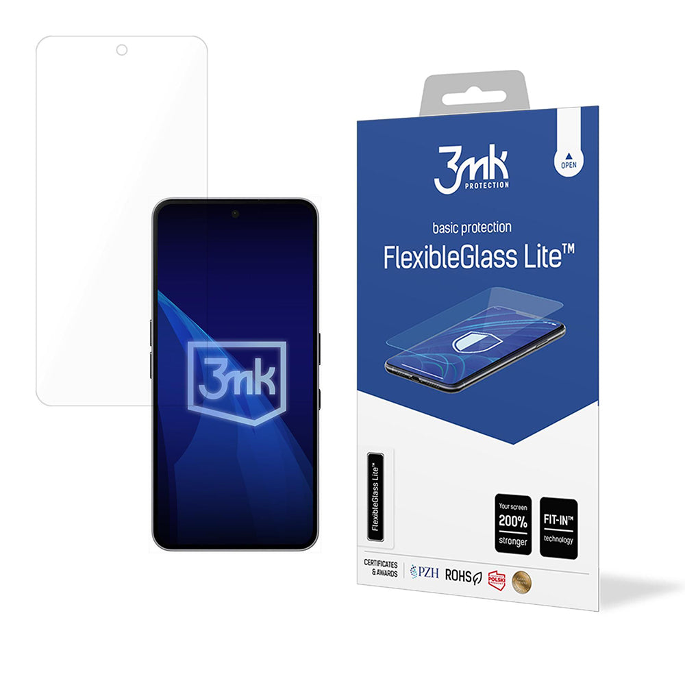 Протектор за екран 3MK FlexibleGlass Lite за Nothing Phone (3a) / Phone (3a) Pro, гъвкаво стъкло, пълно залепване