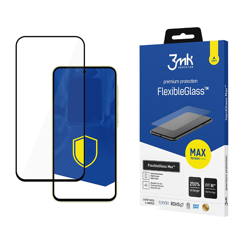 3MK FlexibleGlass Max Screen Protector for Samsung Galaxy A35 5G A356, Flexible Glass, Full Glue, Black