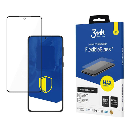 Протектор за екран 3MK FlexibleGlass Max за Samsung Galaxy S24 S921, гъвкаво стъкло, пълно залепване, черен