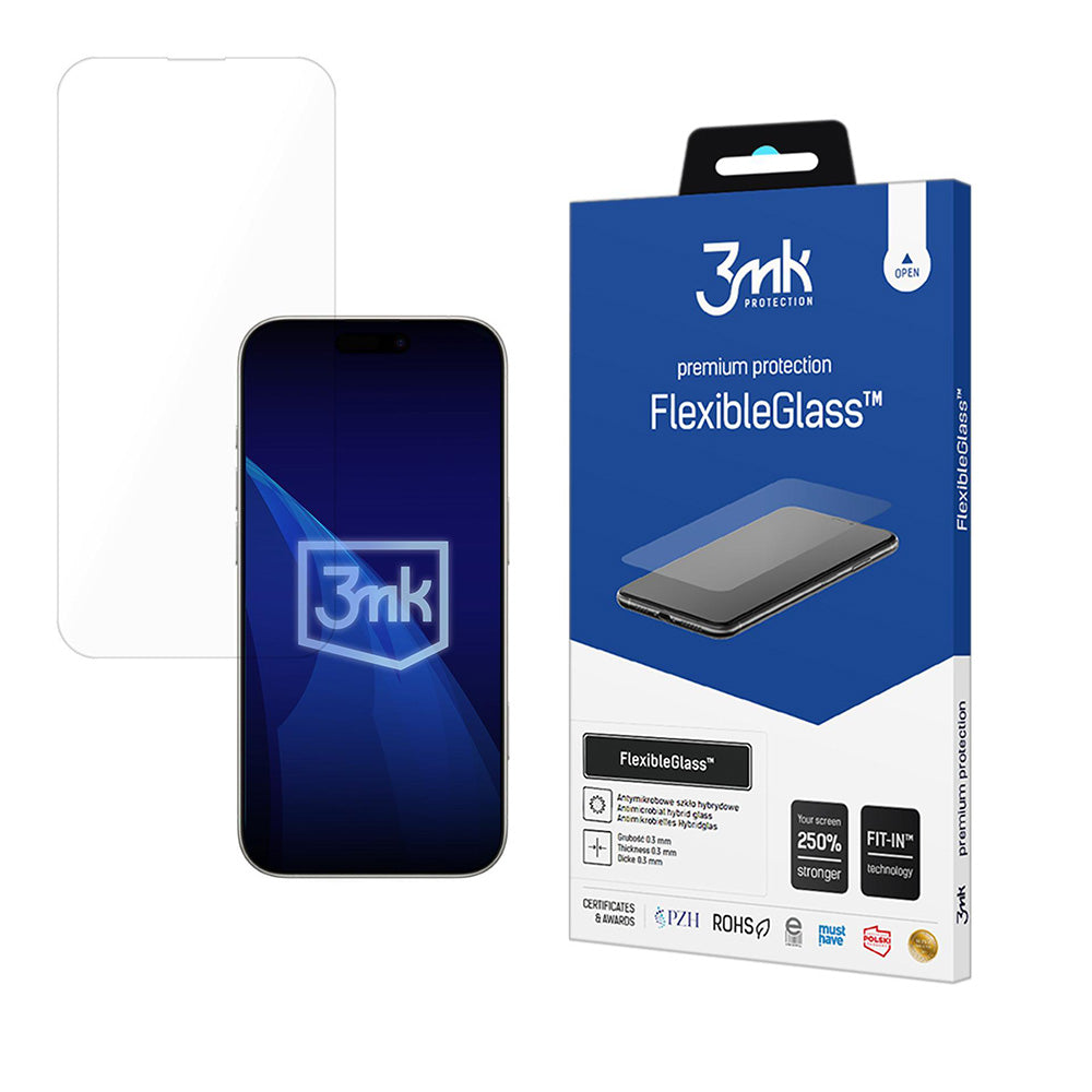 Защитно фолио 3MK FlexibleGlass за екран на Apple iPhone 17 Air, Гъвкаво стъкло, Пълно залепване