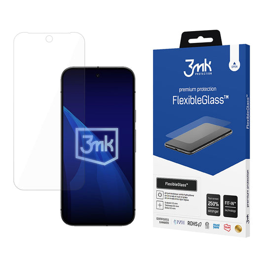 Протектор за екран 3MK FlexibleGlass за Google Pixel 9a, гъвкаво стъкло, пълно залепване