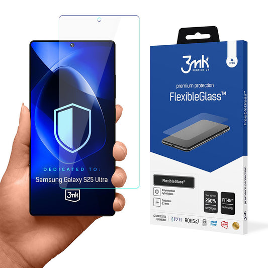 Протектор за екран 3MK FlexibleGlass за Samsung Galaxy S25 Ultra S938, гъвкаво стъкло, пълно залепване