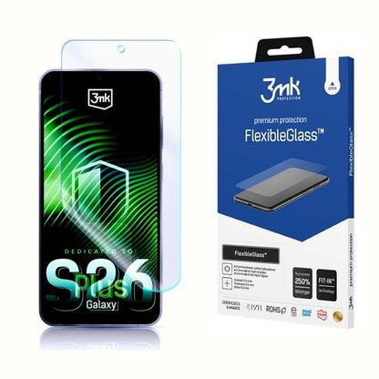 3MK FlexibleGlass Screen Protector for Samsung Galaxy S26 Plus S947, Flexible Glass, Full Glue, Transparent