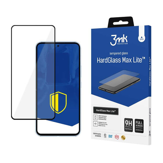 Протектор за екран 3MK HardGlass Max Lite за Samsung Galaxy A55 5G A556 / A35 5G A356, закалено стъкло, пълно залепване, черен