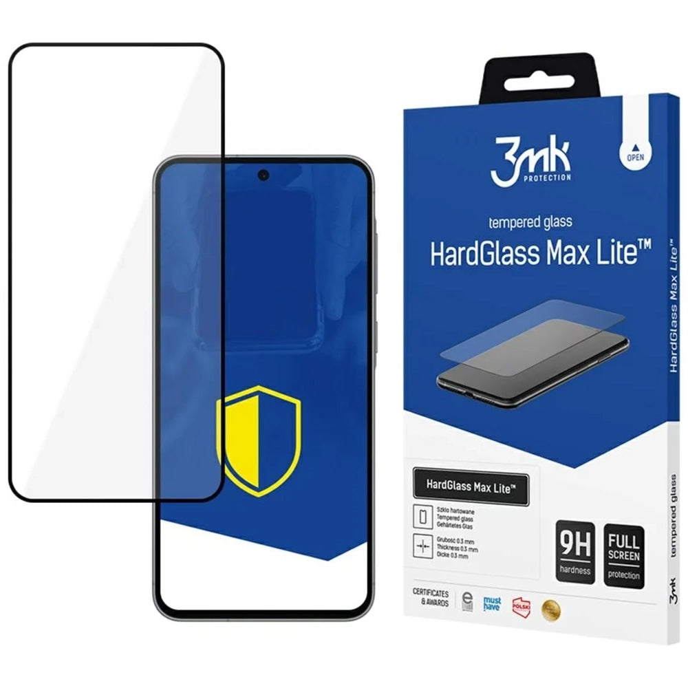Протектор за екран 3MK HardGlass Max Lite за Samsung Galaxy A56 A566 / A36 A366, закалено стъкло, пълно залепване, черен