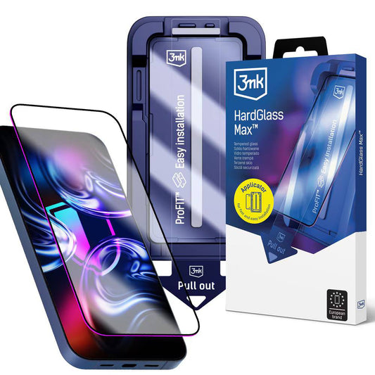 Протектор за екран 3MK HardGlass Max за Apple iPhone 18 Pro / 17 Pro, закалено стъкло, пълно залепване, черен