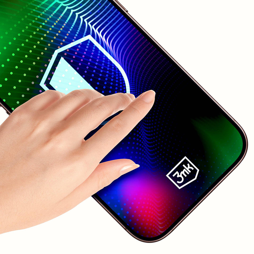Защитно фолио 3MK Hardy Ultra за екран на Apple iPhone 17 / 16 Pro, закалено стъкло, пълно лепило, черно