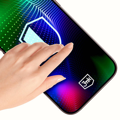 Защитно фолио 3MK Hardy Ultra за екран на Apple iPhone 17 / 16 Pro, закалено стъкло, пълно лепило, черно