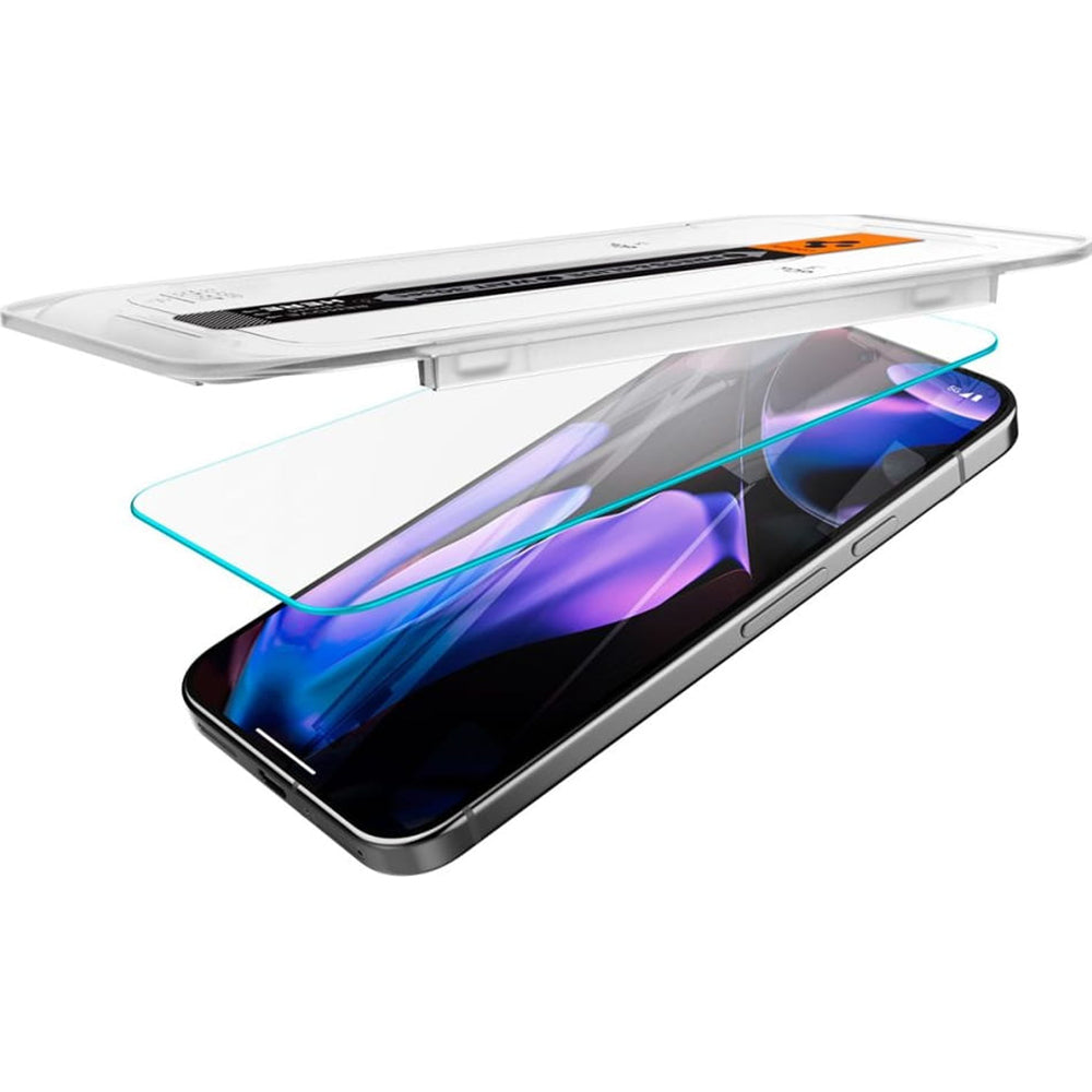 Фолио за защита на екрана Spigen GlastR EZ FIT за Google Pixel 9 Pro XL, закалено стъкло, пълно залепване, комплект от 2 броя