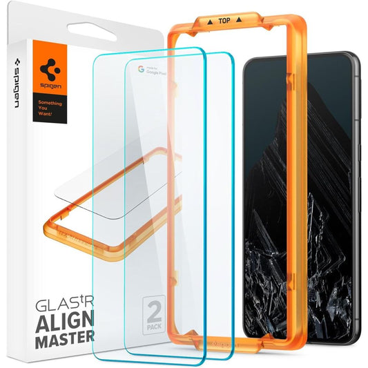 Spigen Alm GlastR Screen Protector за Google Pixel 8 Pro, пълно залепване, със защита от стъкло, комплект 2 броя