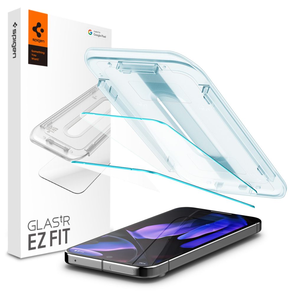 Spigen EZ FIT Защитен екран за Google Pixel 9 / 9 Pro, със стъклена защита, с пълно лепило, комплект 2 броя, 2.5D AGL08442 AGL08442 