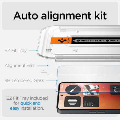Защитно фолио Clear Spigen GlastR EZ FIT за Nothing Phone (3a) / Phone (3a) Pro, закалено стъкло, Full Glue AGL09429