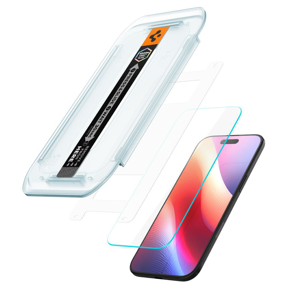 Защитно фолио за екран Spigen GlastR EZ FIT за Apple iPhone 17 Air, закалено стъкло, пълно залепване, комплект от 2 броя