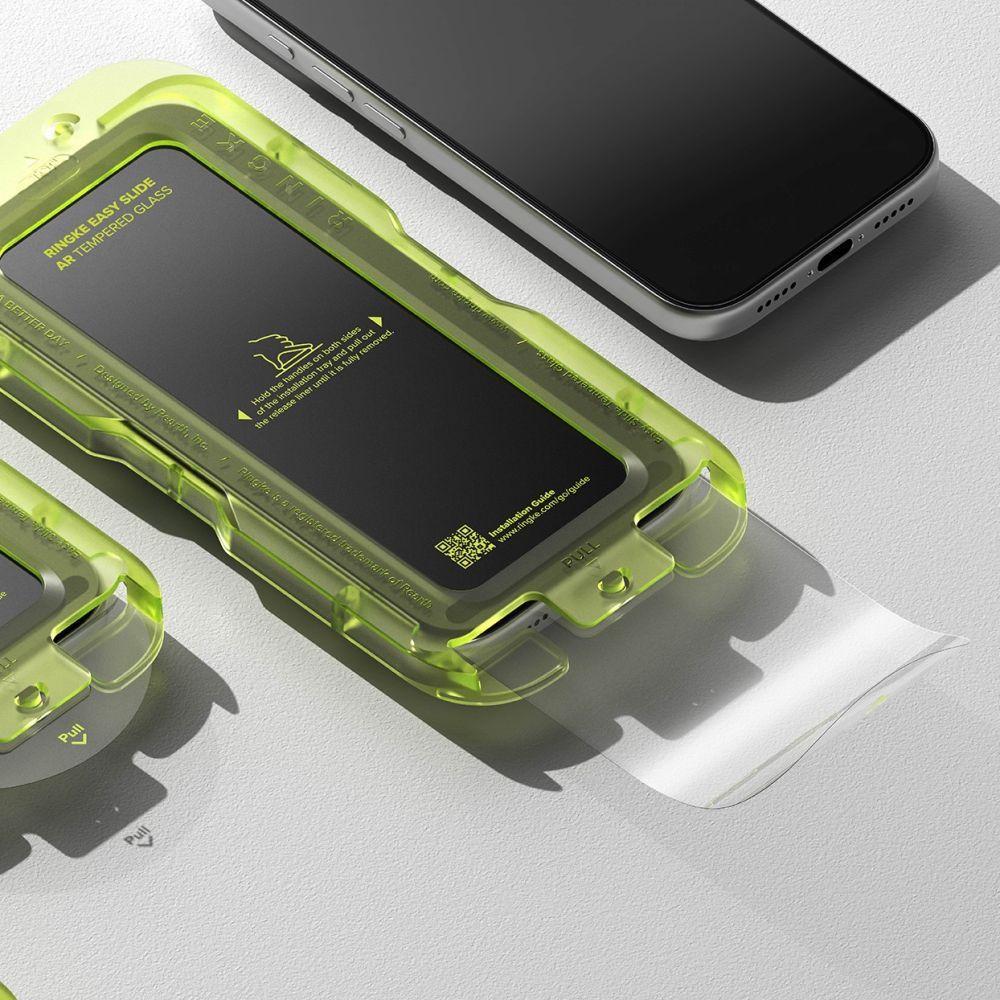 Протектор за екран Ringke Easy Slide AR за Apple iPhone 17 Pro, закалено стъкло, пълно залепване, 2.5D, черен
