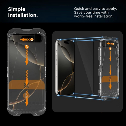 Tech-Protect Quick Set+ Screen Protector for Apple iPhone 17, Tempered Glass, Full Glue, Set of 2 pieces, Black