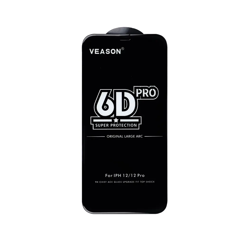 Протектор за екран Veason PRO за Apple iPhone 16 / 15, закалено стъкло, пълно залепване, 6D, черен