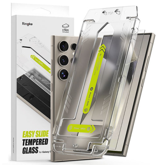 Ringke Easy Slide Screen Protector за Samsung Galaxy S24 Ultra S928, със стъклена защита, с пълно лепило, комплект 2 броя 